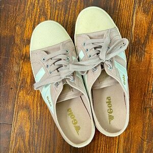 Gola Womens Pale Pink and White Canvas Slip On Sneakers